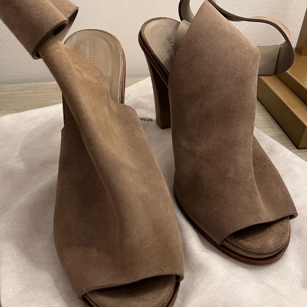 Common Projects Taupe Suede Open Toe Heel With An… - image 2